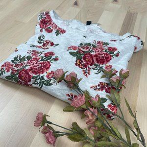 H&M Rose Floral Patterned Sweatshirt L